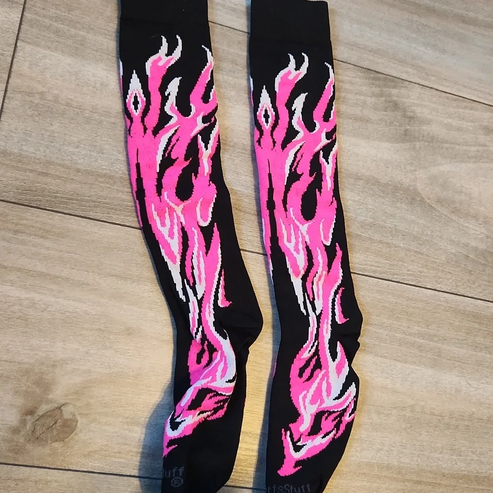 Pink Flame Crew Socks NWT